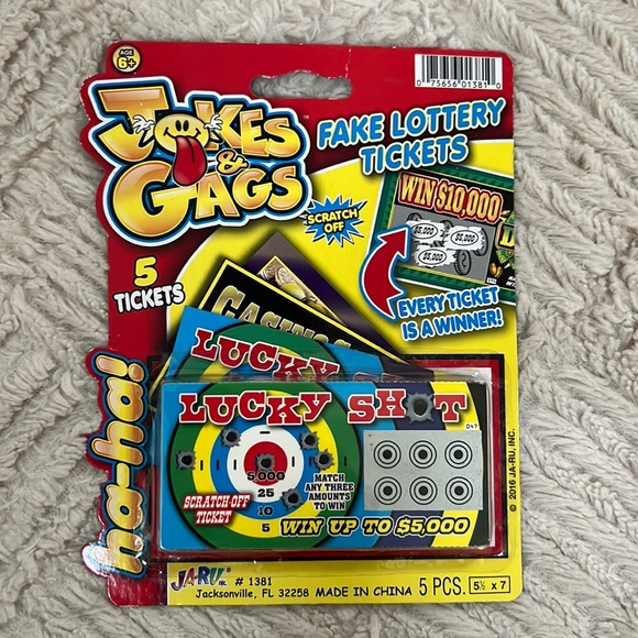 Fake Lottery Ticket Scratch Tickets (5 Tickets) Prank Gag Winning Tickets - Picture 1 of 16